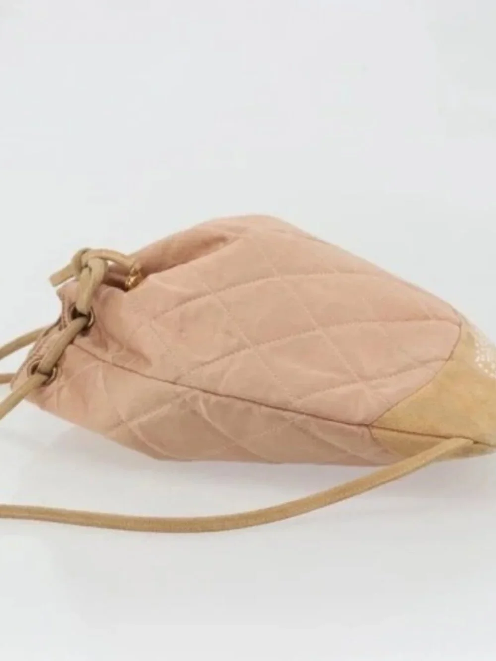 CHANEL Matelasse Purse Backpack Satin Pink Gold CC Auth bs34274